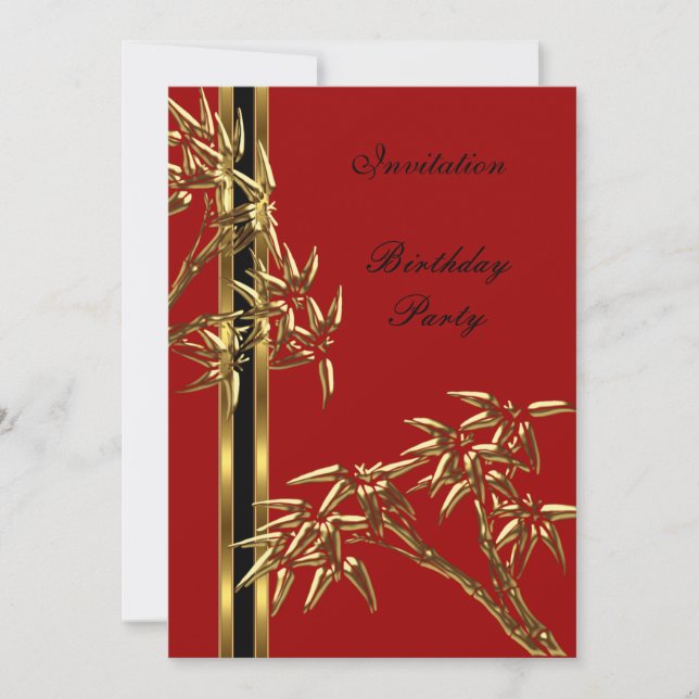 Convite Bambu Asiático de Bolsa mensageifesta de aniversar (Frente)