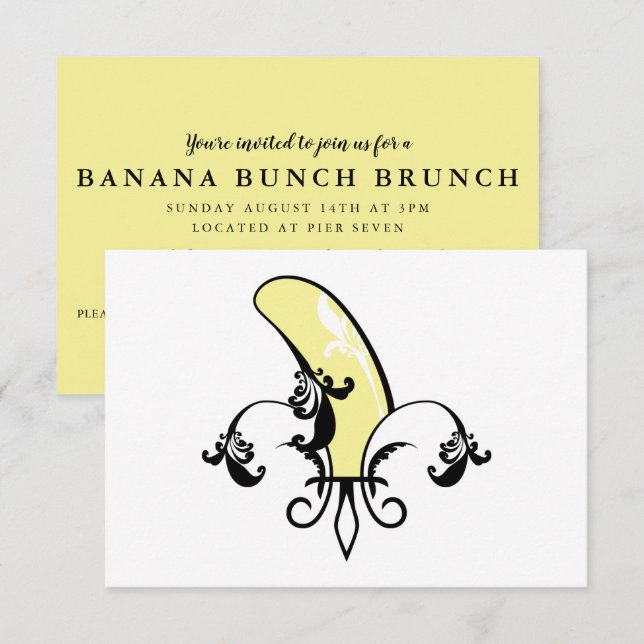Convite banana fleur de lis (Frente/Verso)