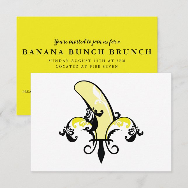 Convite banana fleur de lis (Frente/Verso)