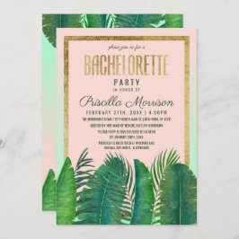 Convite Banana Leaf Dourada Bachelorette de Palma Tropical