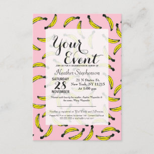 Convite Bananas pintadas à mão, pintadas à base de águ