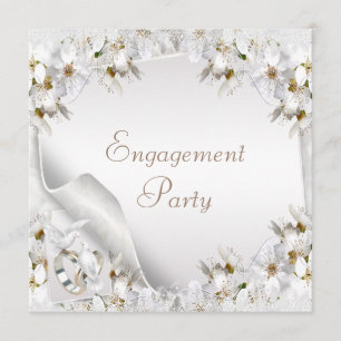 Convite Banda de lírios brancos, pombos e Noivados de cas