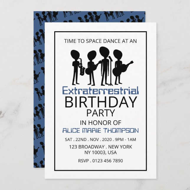 Convite Banda Extraterrestre, Aniversário (Frente/Verso)