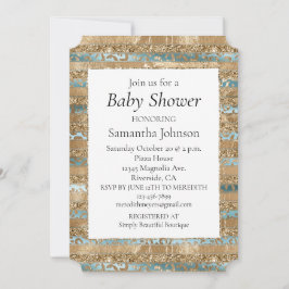 Convite Bandas Impressas do Leopardo Azul-Azul-Aqua Dourad