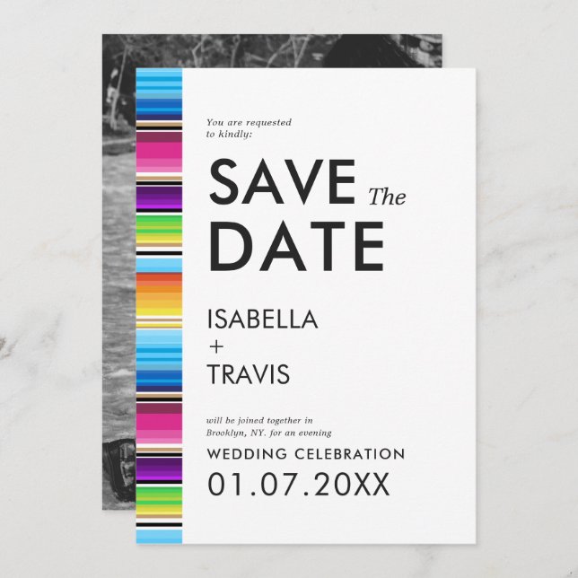 Convite Bandas Primavera de Serape | Foto para salvar a da (Frente/Verso)