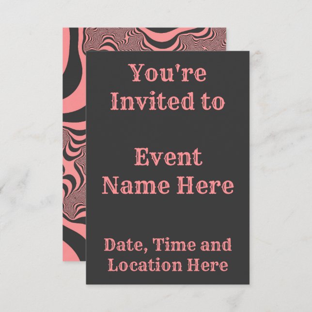 Convite Bandas-zebra rosa desbotadas (Frente/Verso)