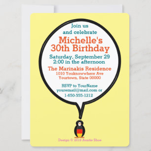 Convite Bandeira Alemã Falando Festa da Sra. Pinguim