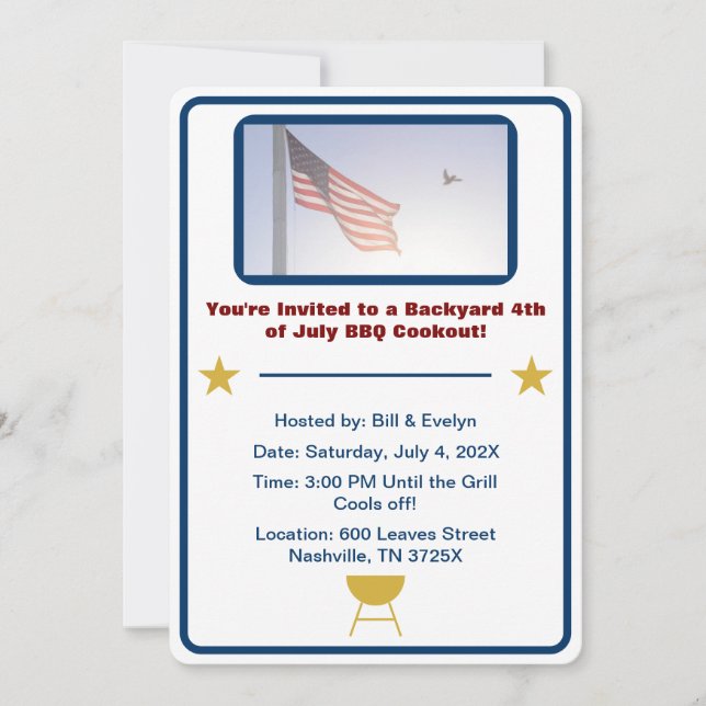 Convite Bandeira americana 4 de julho (Frente)