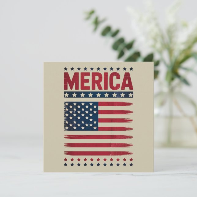 Convite Bandeira Americana 4 de Julho Merica (Em pé/Frente)