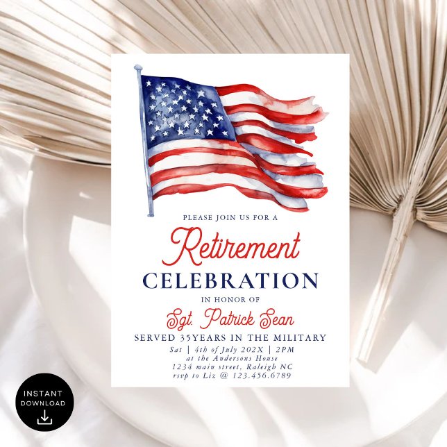 Convite Bandeira Americana 4 de julho Retirada do Exército (Criador carregado)