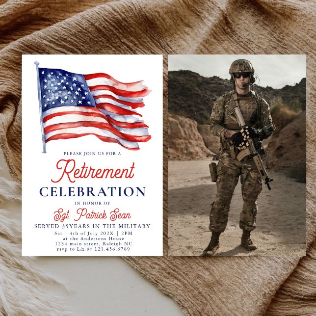 Convite Bandeira Americana 4 de julho Retirada do Exército (Criador carregado)