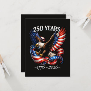 Convite Bandeira Americana Águia de Aniversário de 250 Ano