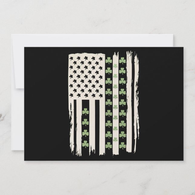Convite Bandeira Americana dos EUA Com Trevos para St Patr (Frente)