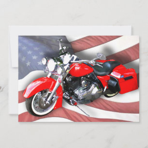 Convite Bandeira Americana e Bicicleta Vermelha