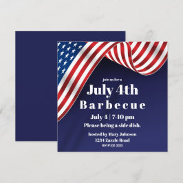 Convite Bandeira Americana Elegante 4 de julho