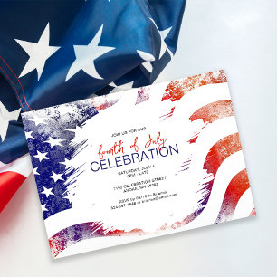 Convite Bandeira Americana Patriota   Festa de 4 de Julho 