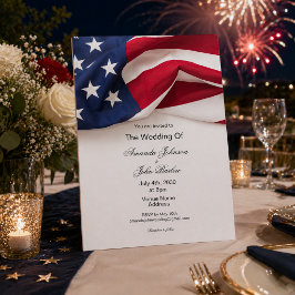 Convite Bandeira Americana Patriótica Casamento Militar El