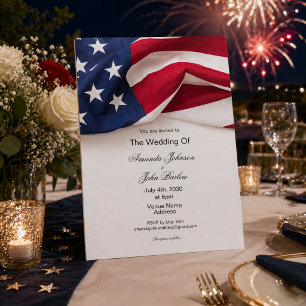 Convite Bandeira Americana Patriótica Casamento Militar El