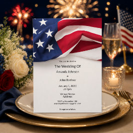 Convite Bandeira Americana Patriótica Casamento Militar Ho