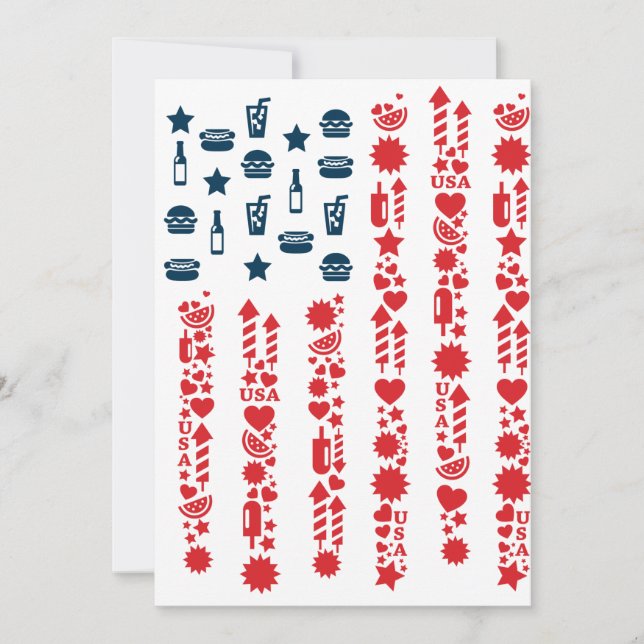 Convite bandeira americana piquenique 4 de julho (Frente)