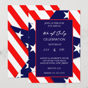 Convite Bandeira Americana Vermelha Branco e Azul Patrióti