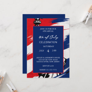 Convite Bandeira Americana Vermelha Branco e Azul Patrióti