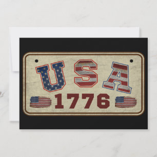 Convite Bandeira Americana Vintage EUA 1776