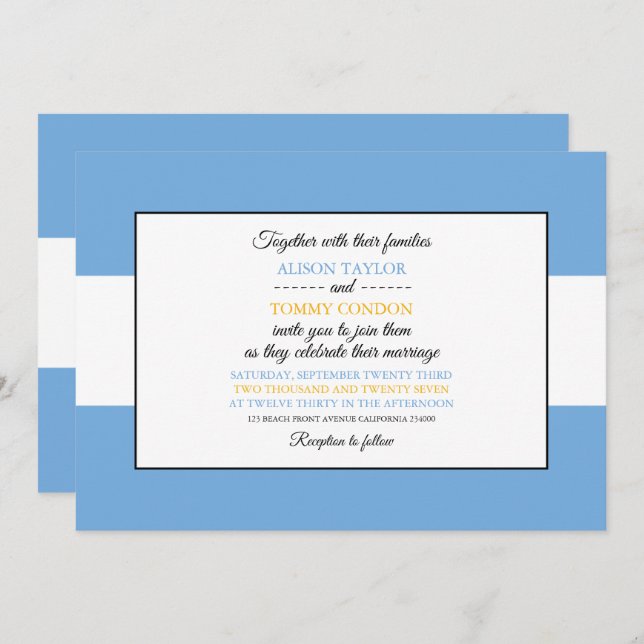 Convite Bandeira argentina, Bandeira do Casamento Argentin (Frente/Verso)