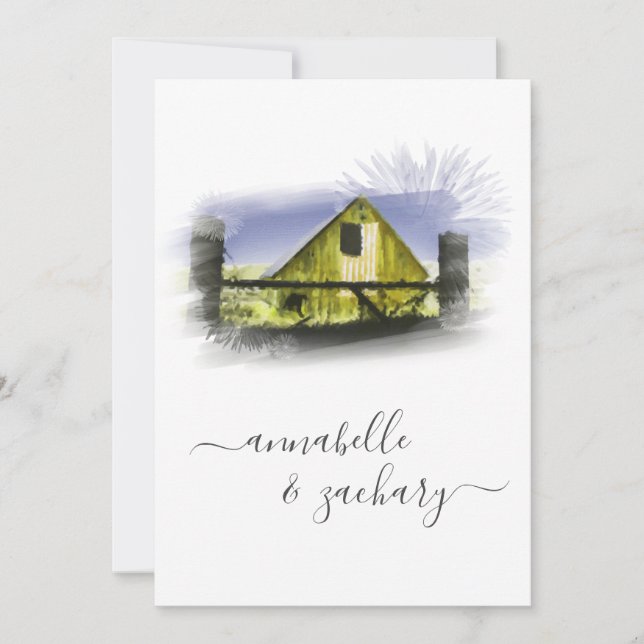 Convite *~* Bandeira Barn American RSVP QR AR19 Casamento (Frente)