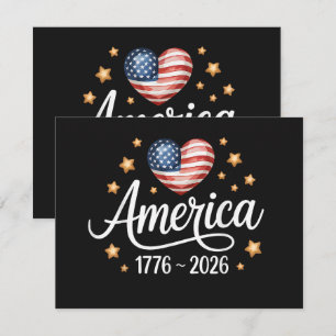 Convite Bandeira Bonita Coração 1776-2026 4 de Julho 250º