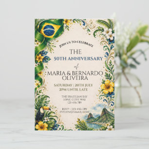Convite Bandeira Brasileira Rio de Janeiro Floral Vintage
