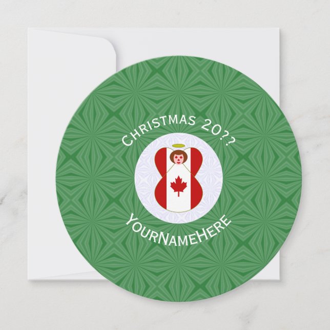 Convite Bandeira Canadense Anjo Natal Personalizado (Frente)