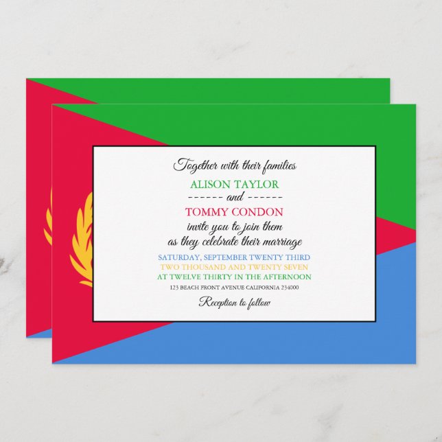 Convite Bandeira da Eritreia, Bandeira do Casamento da Eri (Frente/Verso)