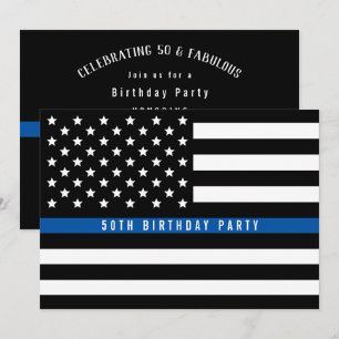 Convite Bandeira da Polícia Thin Blue Line na Festa de Ani