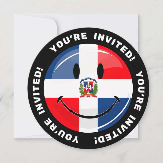 Convite Bandeira da República Dominicana Glossy Round (Frente)