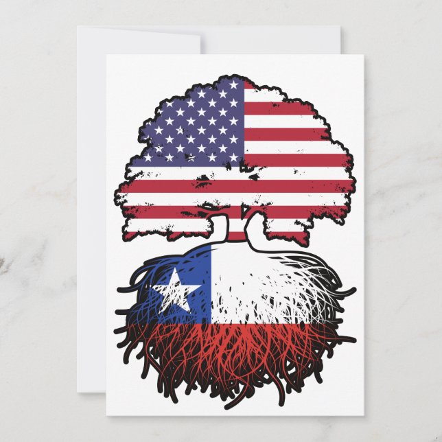 Convite Bandeira das Raízes da Árvore Chilena Americana (Frente)