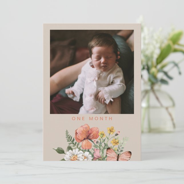 Convite Bandeira de 1º Ano de Flor Selvagem | Flor selvage (Em pé/Frente)