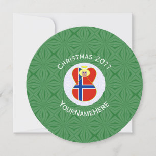 Convite Bandeira de Anjo Norueguesa Natal Personalizar Red