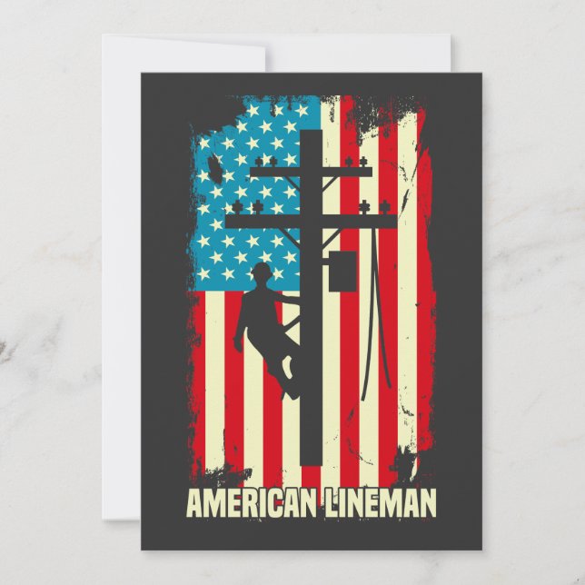 Convite Bandeira de Lineman Americano Cabo Elétrico Patrió (Frente)