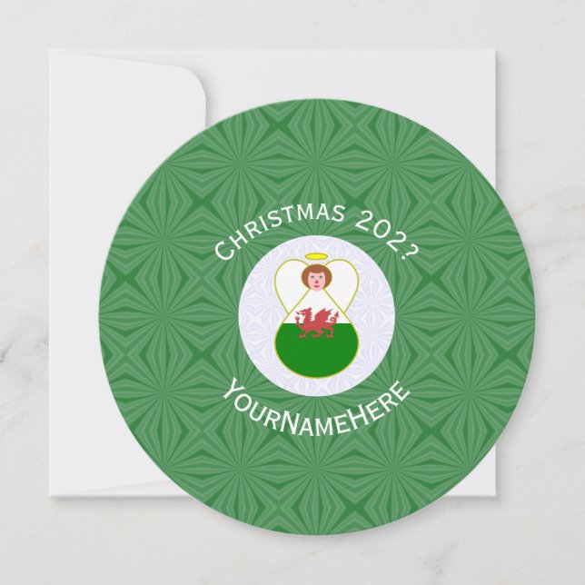 Convite Bandeira de Natal do Anjo Galês Personalizada  (Frente)