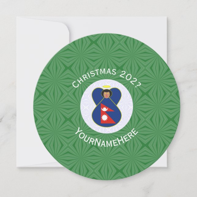 Convite Bandeira de Natal Personalizada Anjo Nepali (Frente)