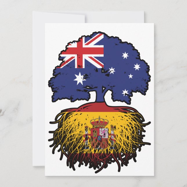 Convite Bandeira de Raízes da Árvore Australiana da espanh (Frente)