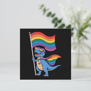 Convite Bandeira do Arco-Íris do Orgulho Gay LGBT Dinossau