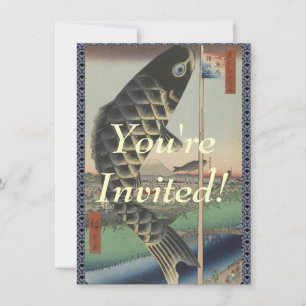 Convite Bandeira do Festival de Peixes Koi Hiroshige Japon