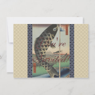 Convite Bandeira do Festival de Peixes Koi Hiroshige Japon