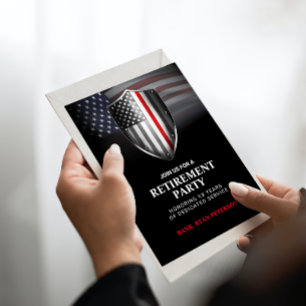 Convite Bandeira dos EUA   Escudo da Linha Vermelha Fina  