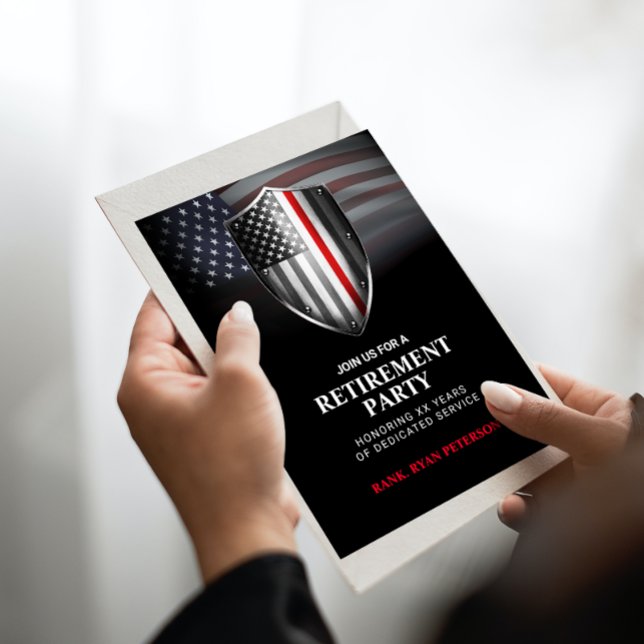 Convite Bandeira dos EUA | Escudo Thin Red Line | Preto (Criador carregado)