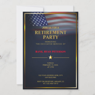 Convite Bandeira dos EUA   Transparente   Moldura Dourada 