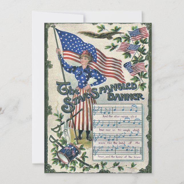 Convite Bandeira Estrelada da Senhora Liberdade Americana (Frente)