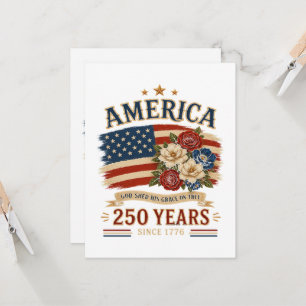 Convite Bandeira Floral Patriótica América 250 Anos Desde